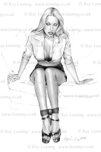 lana cox, bondage, pencil drawing, ray leaning,