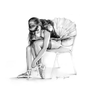 kittie klaw, burlesque,  ballerina,  pencil, art, ray leaning,